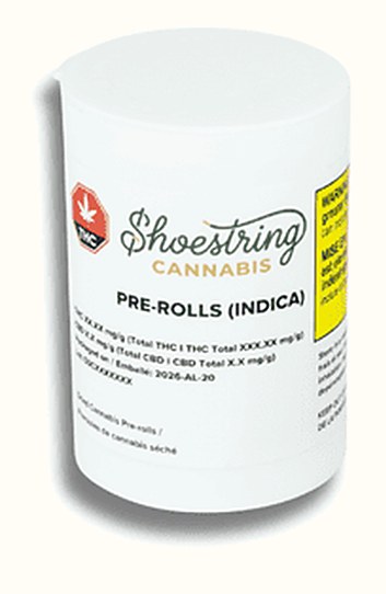 Shoestring Cannabis indica pre-roll tube
